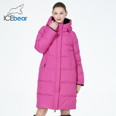 Rose White Long Womens Puffer Coat Lightweight Double Sided Winter Jacket