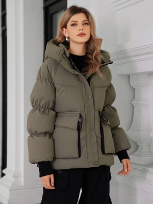 Down Filling Ladies Puffer Jacket Machine Washable Womens Puffer Jacket With Hood