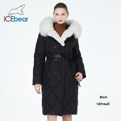 Detachable Fur Collar Padded Coat 103cm-109cm Ladies Padded Coat With Fur Collar
