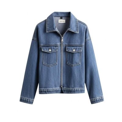 Zipper Closure Denim Blouses And Tops In Shoulder Dimensions 48.6 To 53.5 Cm Great Choice For Apparel Buyers And Sellers