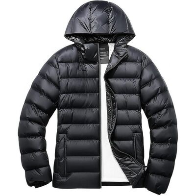 Men's Down Coat Regular Fit with Zipper Pockets and Lightweight Insulation for Winter