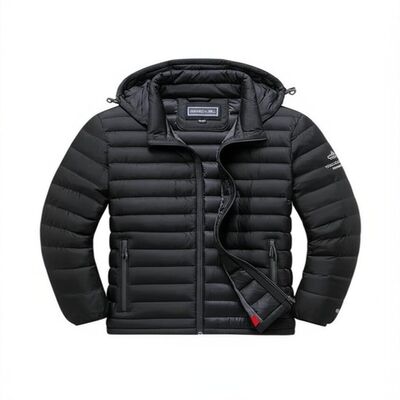 Windproof Men's Down Coat with Zipper Pockets and Shoulder Width 48.6-53.5 cm for Winter Protection
