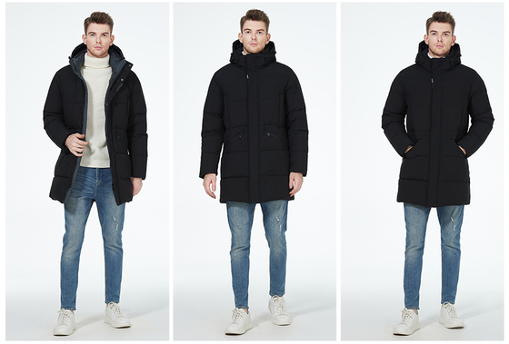 67cm-72cm Sleeve Mens Puffer Coat Windproof Mens Long Puffer Coat