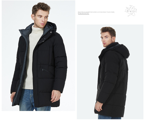 67cm-72cm Sleeve Mens Puffer Coat Windproof Mens Long Puffer Coat