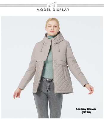Creamy Brown Women Padded Coat 69cm 71cm 73cm 75cm Short Puffer Jacket