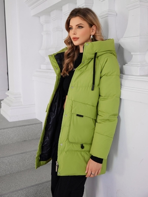 83cm 85cm 87cm 89cm Mid Length Down Coat Grayish Green Mid Length Puffer Jacket