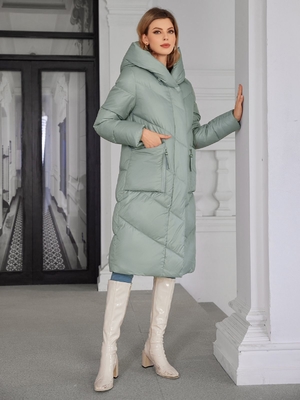 Light Green Long Puffer Coats Hooded Long Padded Coat Womens
