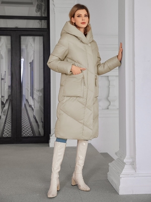 Cotton Duvet Long Down Jacket Off White Ladies Long Puffer Coat