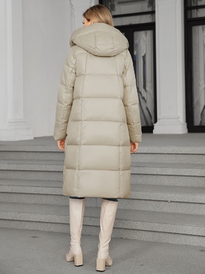 Cotton Duvet Long Down Jacket Off White Ladies Long Puffer Coat