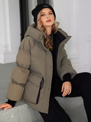 Down Filling Ladies Puffer Jacket Machine Washable Womens Puffer Jacket With Hood