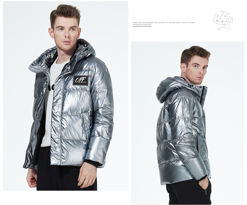 Bright Silver Short Down Coat Size 46 Size 54 Short Padded Coat