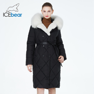 2XL Detachable Fur Collar Down Jacket 109cm Winter Jacket With Fur Collar