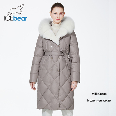 Detachable Fur Collar Padded Coat 103cm-109cm Ladies Padded Coat With Fur Collar