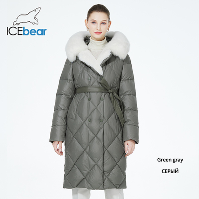 Detachable Fur Collar Padded Coat 103cm-109cm Ladies Padded Coat With Fur Collar