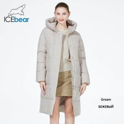 Dual Pockets Padded Coat 104cm 106cm Long Womens Black Puffer Jacket
