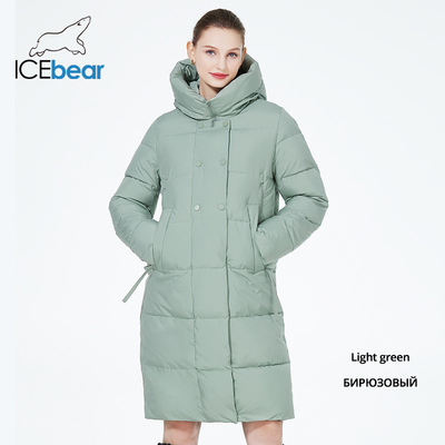 Dual Pockets Padded Coat 104cm 106cm Long Womens Black Puffer Jacket