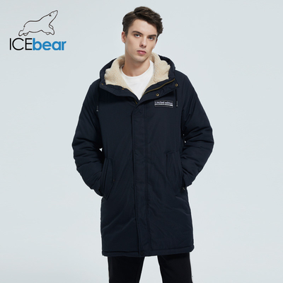 Thick Cotton Mens Long Puffer Coats Polyester Filling Lamb Wool Lining