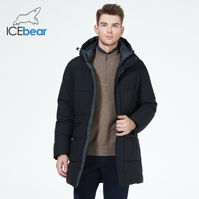 Four Pockets Mens Down Coat Hidden Pocket Black Mens Long Puffer Jacket