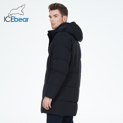 Four Pockets Mens Down Coat Hidden Pocket Black Mens Long Puffer Jacket