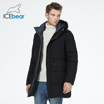 Four Pockets Mens Down Coat Hidden Pocket Black Mens Long Puffer Jacket