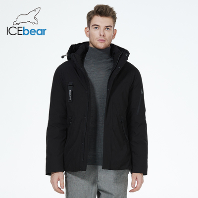 Zipper Pocket Mens Short Down Jacket Grey Black Short Puffer Jacket Men