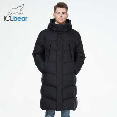 Long Black Puffer Jacket Mens Long Winter Coat Multi Pocket Windproof Hood