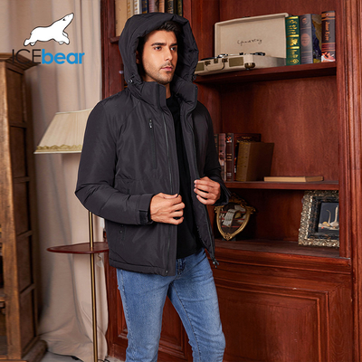 75.5cm 78.5cm Mid Short Puffer Jacket Men Hooded Puffer Coat