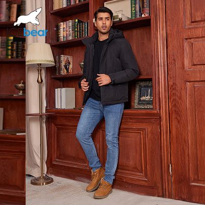 75.5cm 78.5cm Mid Short Puffer Jacket Men Hooded Puffer Coat