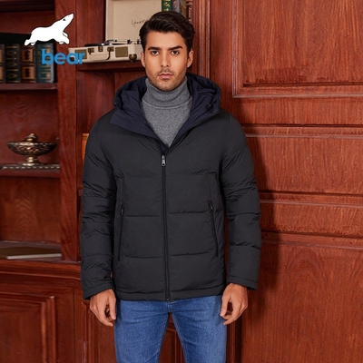 Waterproof Hooded Puffer Jacket 74cm 77cm Black Puffer Coat With Hood