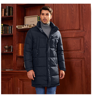 100cm Length Thickened Down Jacket Business Mens Black Puffer Coat