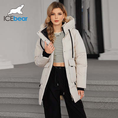 83cm-89cm Mid Length Down Coat Purple Grayish Green Mid Length Puffer Coat