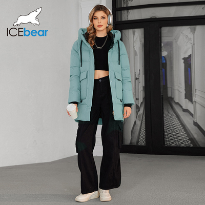 83cm-89cm Mid Length Down Coat Purple Grayish Green Mid Length Puffer Coat