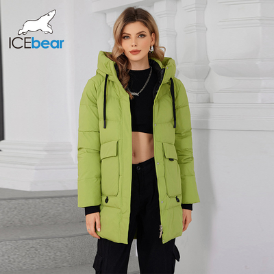 83cm-89cm Mid Length Down Coat Purple Grayish Green Mid Length Puffer Coat