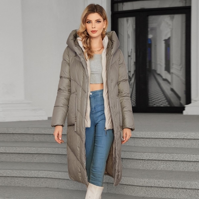 109cm 111cm Knee Length Down Coat Knee Length Puffer Detachable Lining
