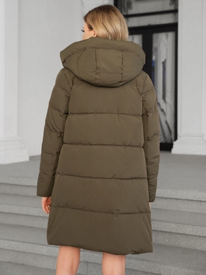 Outdoor Ladies Waterproof Puffer Jacket Brown Waterproof Padded Long Coat