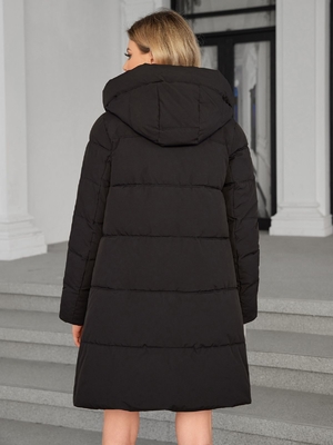 Fluff Womens Puffer Coat Mid Length Size 42-50 Knee Length Down Parka