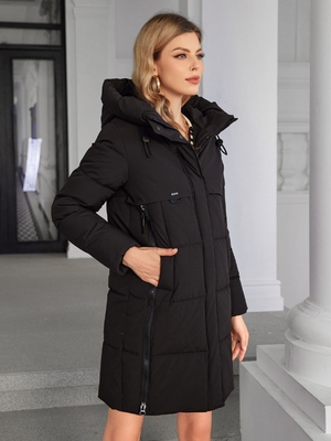 Fluff Womens Puffer Coat Mid Length Size 42-50 Knee Length Down Parka