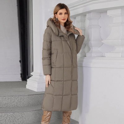 Washable Ankle Length Down Coat Duvet Extra Long Puffer Coat Womens
