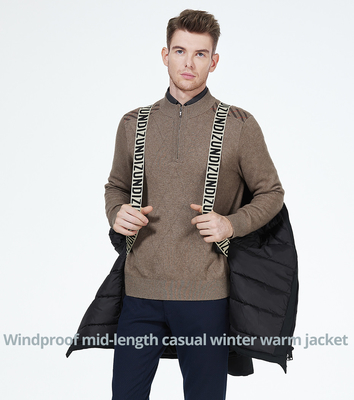 Parker Bio Mens Longline Puffer Jacket Mens Down Coat With 6 Pockets