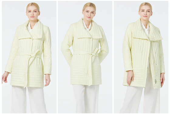 Light Yellow Demi Season Coat S M L XL XXL Light Puffer Coat