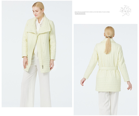 Light Yellow Demi Season Coat S M L XL XXL Light Puffer Coat