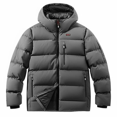 Deep Hood Drawstring Heavy Down Jacket Men's for Sub-zero Temperatures Hem 122-142
