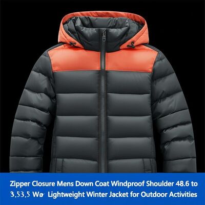 Windproof Lightweight Mens Down Coat with Zipper Pockets for Winter Outdoor Activities